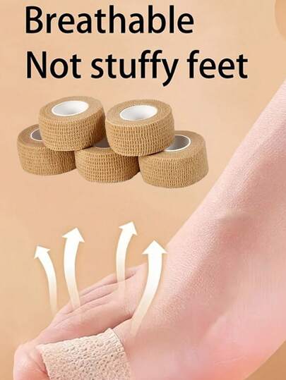 5 لفات من واقيات الأصابع اللاصقة، مصنوعة من قماش مرن لمنع الاحتكاك بين الكعب العالي والأحذية، قابلة للتنفس وللحمل، مناسبة للأنشطة الخارجية والرياضة والسفر والمكتب والاستخدام المنزلي