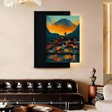 Con marco 1 Pieza, 2D, La Casa Colorida, Pintura Al Óleo, Póster, Decoración De Pared, Sala De Estar, Comedor, Garaje, Oficina, Bar, Patio, Pintura Decorativa, Marco De Madera Sólida, 11,81 X 17,72 Pulgadas - Enmarcado - Ver 1