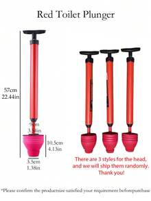 1个马桶搋子，压力吹气式管道疏通工具，高压气泵，适用于疏通堵塞的马桶、浴室水槽，多功能管道疏通工具 - 彩色 - 查看 2