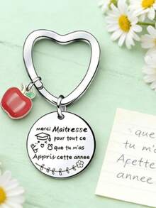 Personalized Teacher Keychain, Ideal Gift For Teachers, Graduation, Birthday, Christmas, Casual, Party, Cute, Street, Elegant, Zinc Alloy, Teacher's Day - Silver - View 8