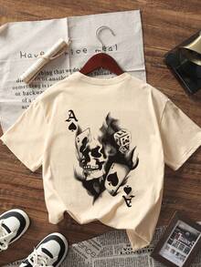 1pc Tween Boy Graphic Print Short Sleeve T-Shirt, Student Youth Clothing, Summer Gift For Kids - Apricot - View 2