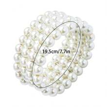 1pc Elegant Multi-Layer Faux Pearl Stretch Bracelet, Versatile For Daily Wear And Parties - White - View 2