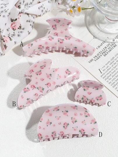 1pc Women's Fashionable & Sweet Floral Hair Claw Clip, Suitable For Daily Wear, Spring/Summer