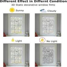 Window Film Decorative Window Privacy Film 3D Stained Glass Window Sticker Anti-UV Sun Blocker Heat Control For Home Rainbow Tulip Design 35.4 X 157.4 Inches - 3D - View 5
