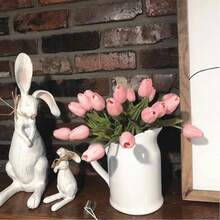 30 cành hoa tulip nhân tạo, hoa tulip giả dùng cho bó hoa cưới và trang trí nhà cửa. - Hồng - Xem 6