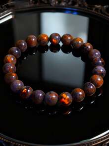天然尤珀石手链 | 火焰宝石荧光水晶弹力手链 | 紫外线发光珠子余烬石手链 - 火焰石手鍊 - 查看 2