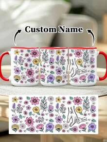 1pc 11oz/15oz Custom Mother's Day Name Mug, Personalized Coffee Cup With Printed Name. The Wrap-Around Pattern On The Mug Can Be Customized With Up To 8 Children Holding Their Mother's Hand. This Mother-Themed Mug With Floral Elements Is An Ideal Gift For Mom And A Unique, Thoughtful Present - 款式9 - 查看 86