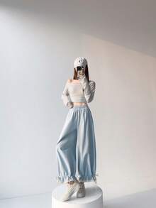Women Pants - ブルー - 查看 8