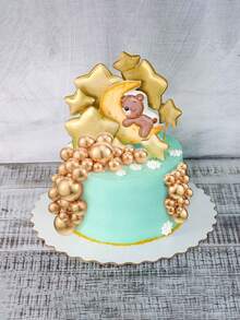 20 Gold Spherical Cake Topper Balls, Round Gold Cake Fan Shape, Foam Cake Ball Decorative Balloons Cupcake Salute Spherical Cake Toppers, For Wedding Birthday Cake Decoration Supplies - Multicolor - View 6