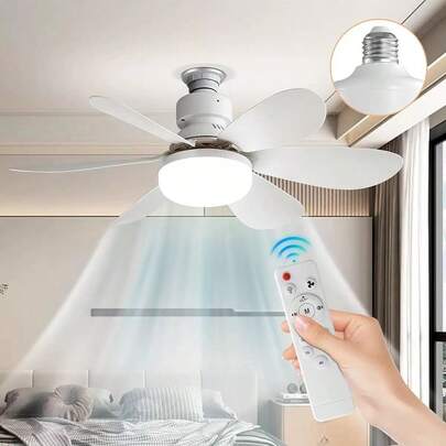 Luminária Com Ventilador  Bivolt E27 Teto 60W Luz Com Mudança De Três Cores