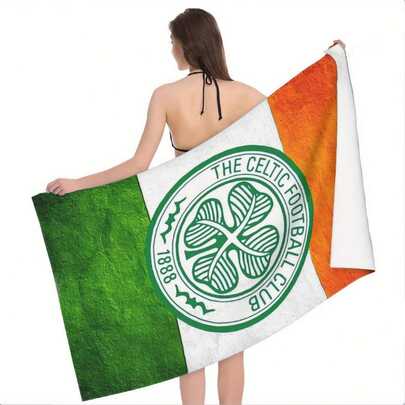 Celtic Football Club Ultra-Soft Microfiber Beach Towel, 250 GSM Super Absorbent Quick Dry Pool Towel, Modern Woven 100% Polyester Rectangular, Multipurpose, Suitable For Bathroom, Sofa, Hotel - 1pc Ideal Gift