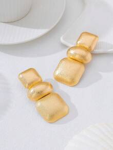 1 Pair Exaggerated Metallic Geometric Connected Earrings - Gold - View 3