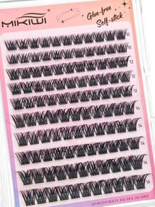 110Piece Self-Adhesive Wispy Cluster Lash Kit – No Glue / No Remover Press-On Cluster Lashes With Tweezers, Natural Soft Lightweight Reusable Lash Clusters, Pre-Glued Eyelashes For Easy DIY Daily & Party Wear - C - 查看 11