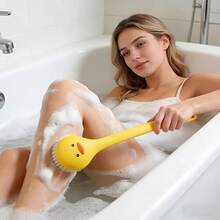 1pc Long Handle Silicone Bath Brush - Soft Bristles For Exfoliating & Massaging Back, Suitable For All Skin Tones, Durable & Easy To Clean Household Bathing Tool, Convenient Design, Hygienic Material, Essential For Home SPA - A - View 6