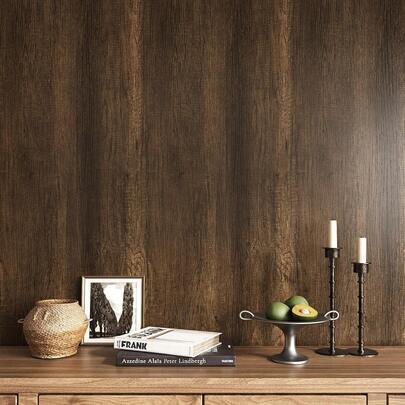 1 Cuộn Giấy Dán Tường Vân Gỗ Nâu Đậm Cổ Điển, Giấy Dán Tường PVC Có Thể Tháo Rời, Dùng Cho Nhà Bếp, Phòng Tắm, Phòng Ngủ, Phòng Khách, Tủ, Sửa Chữa Nội Thất, 17.7inX39.3/118.1/196.8in