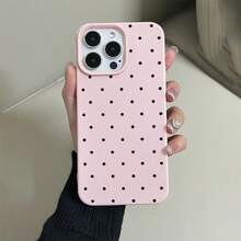 1个粉色和黑色波点极简防震TPU手机壳，兼容苹果17、16、15、14、13、12、11 Pro Max、Air - 彩色 - 查看 1