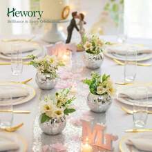 Disco Ball Vases For Table Centerpieces - 12pcs Sier Mirror Glass Planters Flower Pot Containers Bulk Disco Balls Bowl Candle Holders For Wedding Bridal Shower Birthday Events Party Decor - Silver - View 3