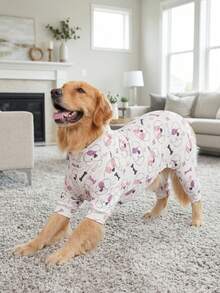 Dog Summer Shedding Hair Control Pajamas - Breathable High Stretch Full Coverage Pet Rompers, Summer Anti Licking & Bug Protective Jumpsuit For Medium Large Dogs, All Over Printing Dog Clothes-Dog Bone Pattern - Multicolor - View 9