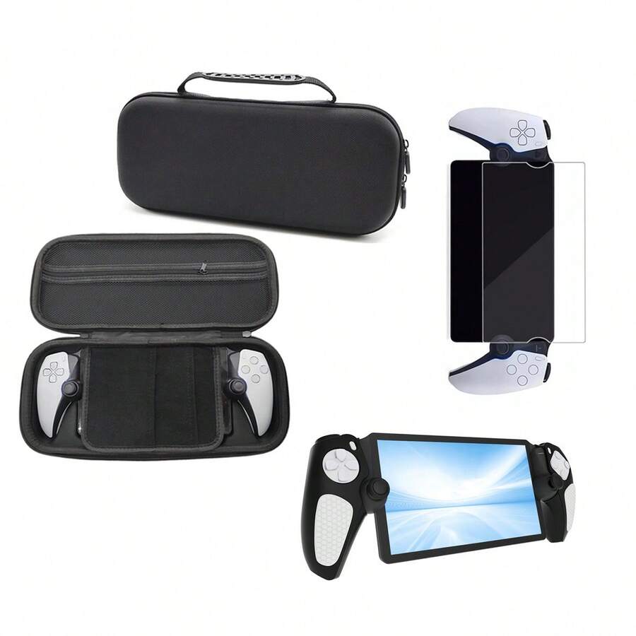 1 Set Portal Remote Play Storage Bag + 2 Pcs Dual-Color Protective Case + 1 Pc High-Definition Tempered Glass Screen Protector, Anti-Drop, Anti-Scratch, Anti-Slip, Anti-Sweat, Comprehensive Protection For Gaming Device - View 1