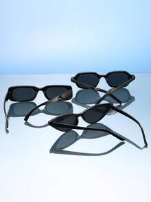 Conjunto de 3 óculos de gato vintage, óculos pretos versáteis unissexo, adequados para uso diário, férias, fotografia, acessório moderno e prático para realçar o seu visual - Multicolorido - Ver 3