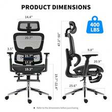 Silla de Juegos ergonómica de Malla con Soporte Lumbar y reposapiés Respaldo Alto reposacabezas Ajustable y reposabrazos Ideal para Oficina en casa y Gaming - Moderno - Ver 3