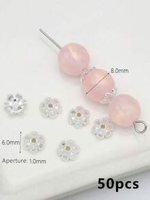 50个混合合金花形珠帽，三叶草、桃花、雪花图案，DIY珠宝制作配件 - 彩色 - 查看 12