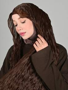 1 Pc Solid-Color Crepe Wrap Hair Hijab, Prayer Headscarf Long Robe, Multipurpose Hair Accessory, Lightweight Shawl - Multicolor - View 18
