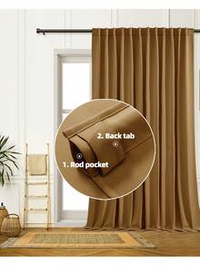 1pc Or 2pcs Adjustable Size Curtain Panel Set, Blackout Curtains, Room Darkening Thermal Insulated Solid Color Curtains For Living Room, Office, Bedroom - Charcoal Black - View 21