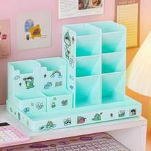 Soporte inclinado para bolígrafos, organizador de escritorio de estudiante de primaria lindo, estuche para lápices de gran capacidad y multiusos, taza creativa para bolígrafos de escritorio - Multicolor - Ver 6