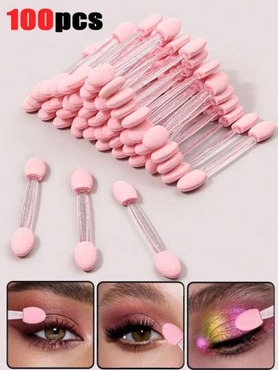 100pcs/50pcs/20pcs/5pcs Applicator For Nails, Makeup Brushes, Eyeshadow Sponge Applicators Designed For Men And Women. Dual-Ended Sponge Design, Lightweight And Durable, Ensures Precise Application On Eyelids, Nails, Or Lips. Suitable For Eyeshadow, Nail Powder, Lip Makeup, Eyebrow Makeup, And Face Painting.