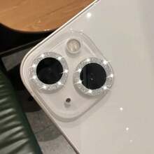 Lens Protective Film 1pc Shiny Diamond Apple 17 Pro Max Camera Lens Film All-In-One Smartphone 16 Pro Max Camera Protector 14 Pro/15 Pro Max/16/15/14 Transparent Rhinestone Lens Protective Ring Frame Tempered Glass Film Birthday Gift Party - Silver - View 8