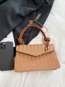 New Arrival High-Quality Vacation Style Chain Shoulder Bag, Korean Fashion Crossbody Handbag - Brown - View 9