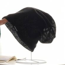 Summer Thin Breathable Pullover Hat For Women, Fashionable Baotou Hat, Super Big Head Circumference Pile Hat For Men - màu đen - Xem 13