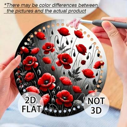 2 đế giỏ đan móc bằng gỗ hình tròn, họa tiết hoa hồng, tự làm đồ đan móc, trang trí nhà cửa, đế giỏ gỗ chưa hoàn thiện.