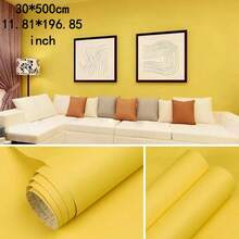 Self-Adhesive Solid Color Wallpaper Roll - Waterproof, Rainbow Colors, Fabric Texture Suitable For Kitchen, Bedroom, Living Room Furniture And Home Decor - Available In Coffee, Gray, White, Cream, Green, Blue, Yellow - 1 Volume - View 22