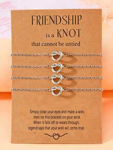 Bộ 1/2/3/4 vòng tay tình bạn bằng thép không gỉ, hình trái tim, thích hợp làm quà tặng cho bạn gái ở xa, chị em gái, các cặp đôi, quà sinh nhật, quà Giáng sinh, quà ý nghĩa. - Bạc - Xem 6