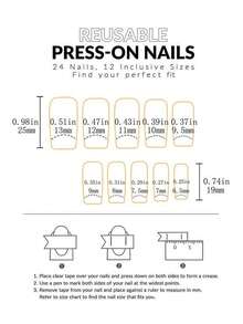 24 miếng dán móng tay hình giày dễ thương, có thể tháo rời và tái sử dụng, kích thước trung bình, thích hợp cho sử dụng hàng ngày, dự tiệc và đi chơi. - Nhiều màu - Xem 6