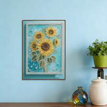 1 Stück 2D Flachdruck Neue Perlen Sonnenblume Diamant Malerei, DIY Handwerk Bohrung Dekor Malerei für Wohnzimmer, Schlafzimmer, Flur, 30x40 cm, inklusive Werkzeug, Anfängerfreundlich, Wohndekoration Geschenk, Lieferung, DIY Mosaik Handwerk, Geschenk für Freunde und Familie, geeignet für Schlafzimmer, Büro, Wohnzimmer - Schwarz und Weiss - Übersicht 6