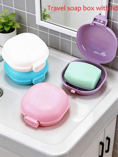 1 Hộp đựng xà phòng xách tay màu Dopamine, hộp đựng xà phòng du lịch đơn giản, màu trơn có nắp đậy, hộp đựng xà phòng chống thấm nước, chống rò rỉ với lỗ thoát nước, khay đựng xà phòng nhỏ gọn, nhẹ, phụ kiện phòng tắm cho cắm trại, phòng tập thể dục, hoạt động ngoài trời, công tác, sử dụng hàng ngày tại nhà.