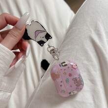 Cartoon Puppy Earphone Case, House Printed Earphone Cover, IMD Purple Bluetooth Earphone Protective Case, Suitable For AirPods 1/2/3/4/Pro - Purple - View 5