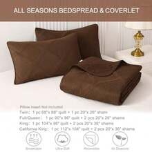 King Quilt Set- Brown Quilts Bedding Set with 2 Pillow Shams Modern King Bedspread with Striped Pattern Soft Lightweight Bedspreads Coverlets for All Seasons - Marrón - Ver 7