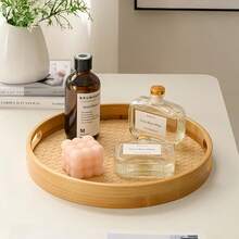 Round Bamboo Tray With Handles | Serving Breakfast, Fruits And Desserts | Elegant Design | Room Decor - 竹子 - 查看 4
