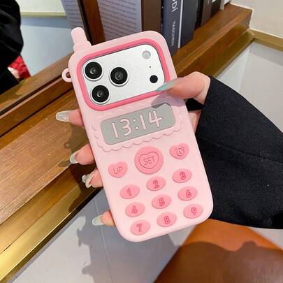 1pc New Fashionable Creative Big Phone Silicone Case, Pink Girly Style, Suitable For IPhone 17 Pro Max/16 Pro Max/16 Pro/15 Pro Max/14 Pro Max/13 Pro Max, Unique Personalized Phone Protective Cover