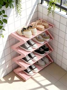 1个四层落地式鞋架 - Z字形可堆叠鞋架，金属框架和塑料层板，无需工具即可组装，承重4公斤，适用于玄关、客厅、宿舍，节省空间的地面收纳，经久耐用，是居家和宿舍的必备单品，鞋架，玄关收纳架，现代美学，结构坚固，简约设计，易于组装，适合公寓住户 - 綠色 - 查看 4