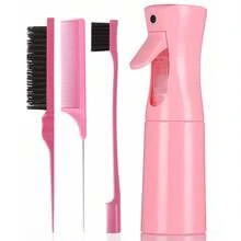 3pcs Watering Can Comb Set, Includes 1 Back Brush, 1 Hair Brush, 1 Rat Tail Comb, Smooth Grooming Set For Baby Hair - Pink - View 2