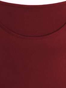 Bộ đồ nữ 3 món màu trơn thường ngày: Áo khoác/áo cardigan + Áo thun cổ tròn không tay + Quần ống đứng cạp chun, chất liệu mềm mại, co giãn, dáng rộng thoải mái, thích hợp cho mùa xuân/thu/đông. - Màu Đỏ Sâu - Xem 6