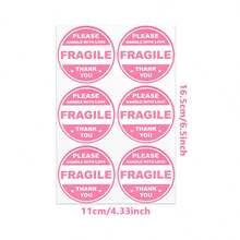10pcs Pink Fragile Warning Stickers, 16.5x11cm PVC Non-Adhesive Flat Fragile Transport Labels, Handle With Care - 10 Pink Fragile Warning Stickers - View 5