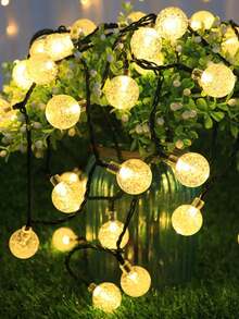 1pc 20LED 5M 8-Mode Solar Powered Crystal Bubble Ball String Lights, Outdoor Garden Decor Lights - Solar Bubble Ball - View 2