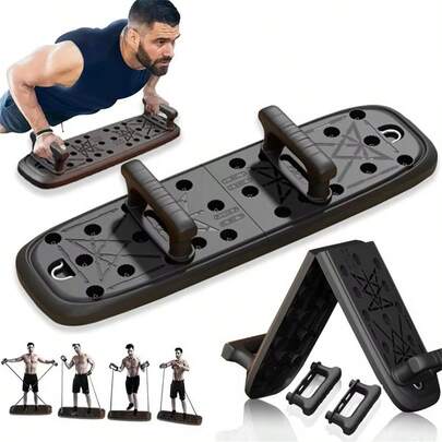 Neuer faltbarer, ausziehbarer Trainings-Push-Up-Board-Set, Yoga-Pilates-Push-Up-Ständer für Zuhause mit Widerstandsbändern, Brustmuskel-Trainer, multifunktionales Push-Up-Board