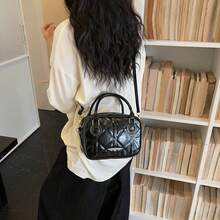 New Fashion Quilted Small Handbag For Women – Mini Tote With Top Handle And Crossbody Strap, Elegant And Versati - Black - View 4